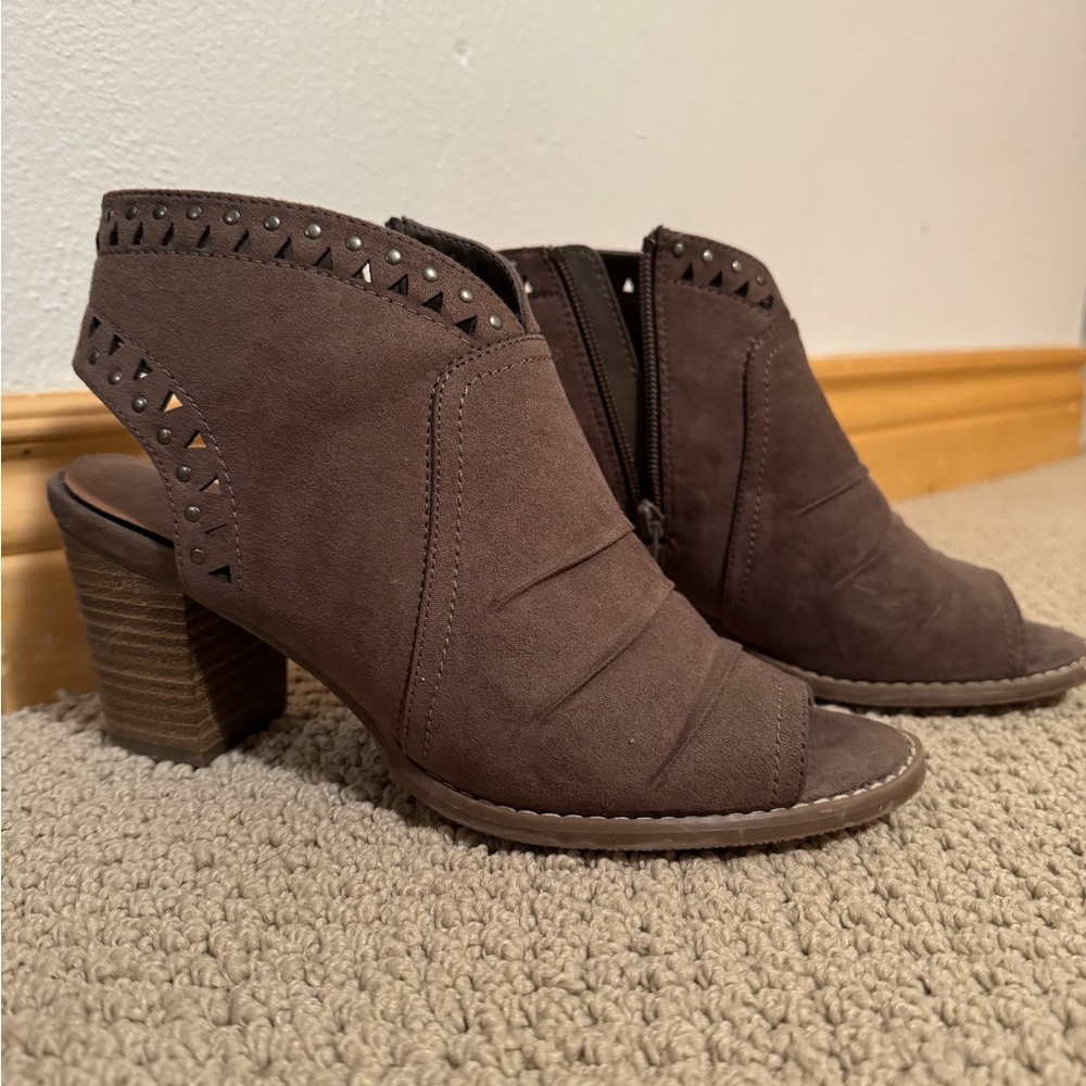 Brown Women's Open-Toe Ankle Boots